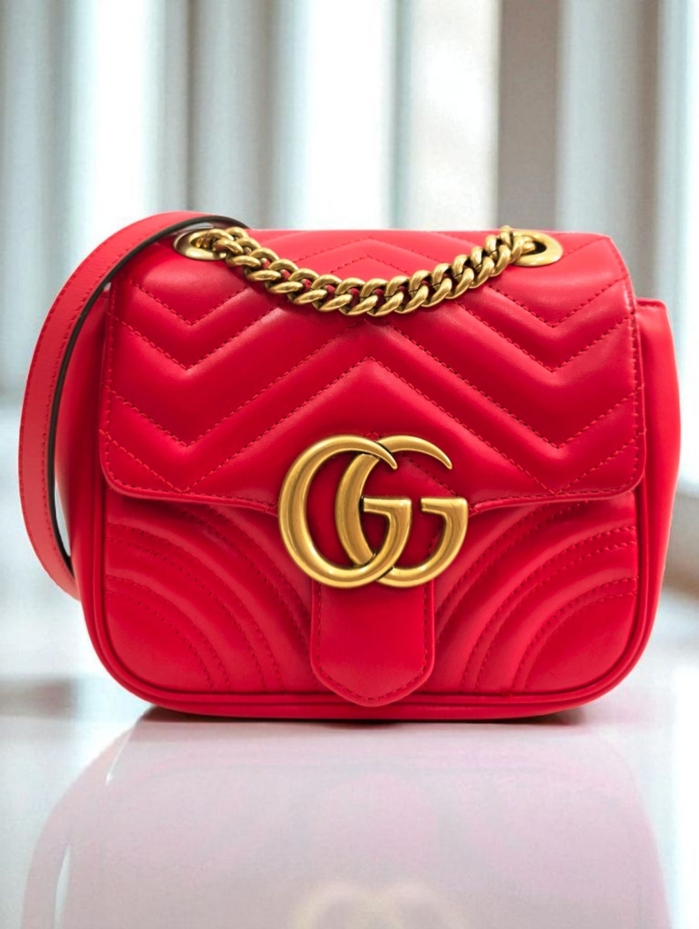 ✨️Authentic Gucci Matelasse Mini GG Marmont Square Shoulder Bag